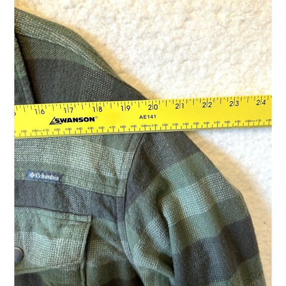 Columbia Omni Wick Green Plaid Trail Lumberjack Shirt Men's Large Shacket - Picture 10 of 12
